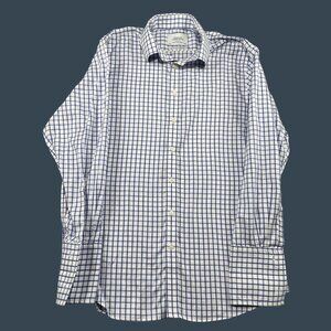 Charles Tyrhwitt French Cuff Dress Shirt Mens 17 35 White Blue Non-Iron Slim Fit